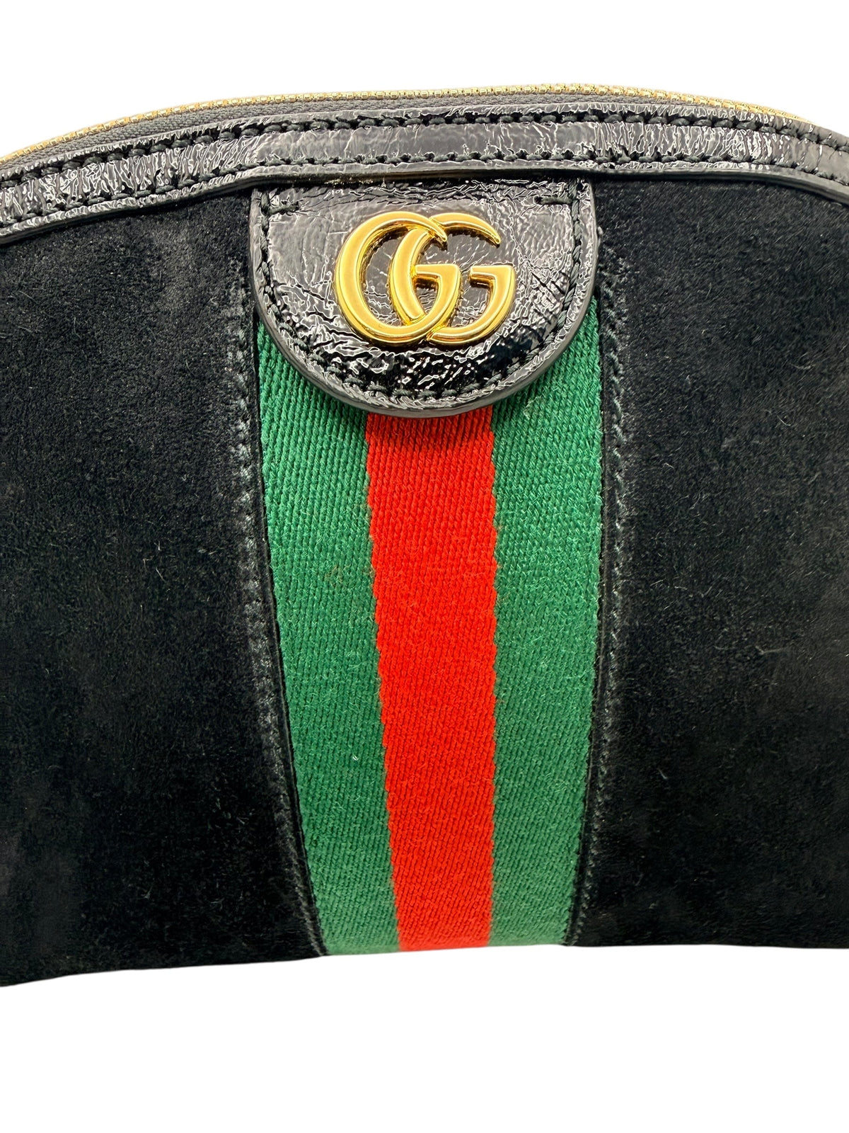 Gucci GG logo and green red Web stripe on vintage designer piece from Refined Concierge Consignment