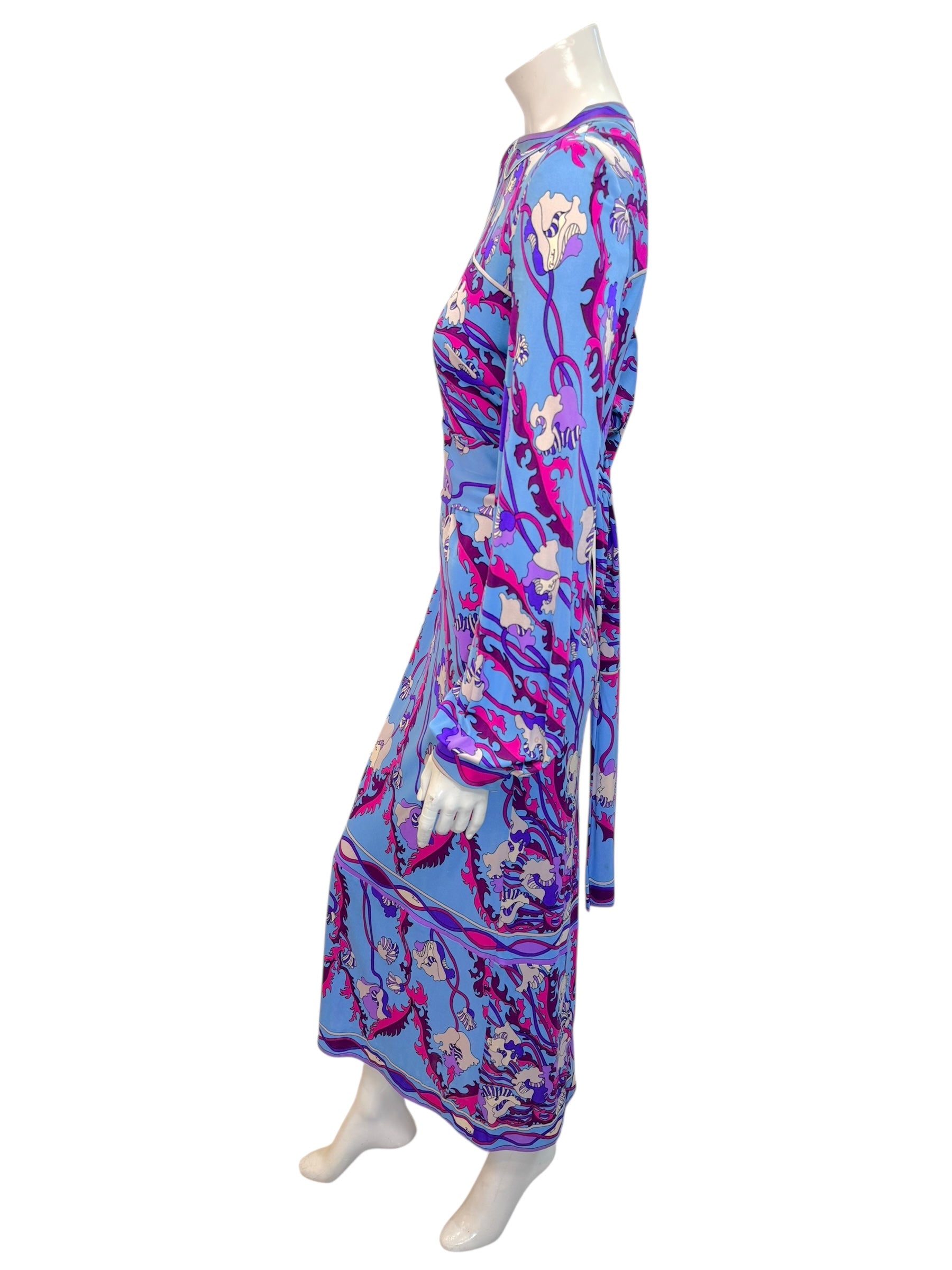Vintage Emilio Pucci Psychedelic Print Long Sleeve Midi Dress | 1960s–1970s Italy