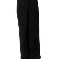 Balmain Black High-Waisted Corset Wide-Leg Pants with Gold Lace-Up Detail FR 36