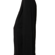 Balmain Black High-Waisted Corset Wide-Leg Pants with Gold Lace-Up Detail FR 36