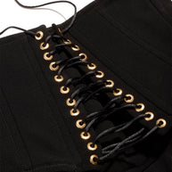 Balmain Black High-Waisted Corset Wide-Leg Pants with Gold Lace-Up Detail FR 36