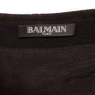 Balmain Black High-Waisted Corset Wide-Leg Pants with Gold Lace-Up Detail FR 36