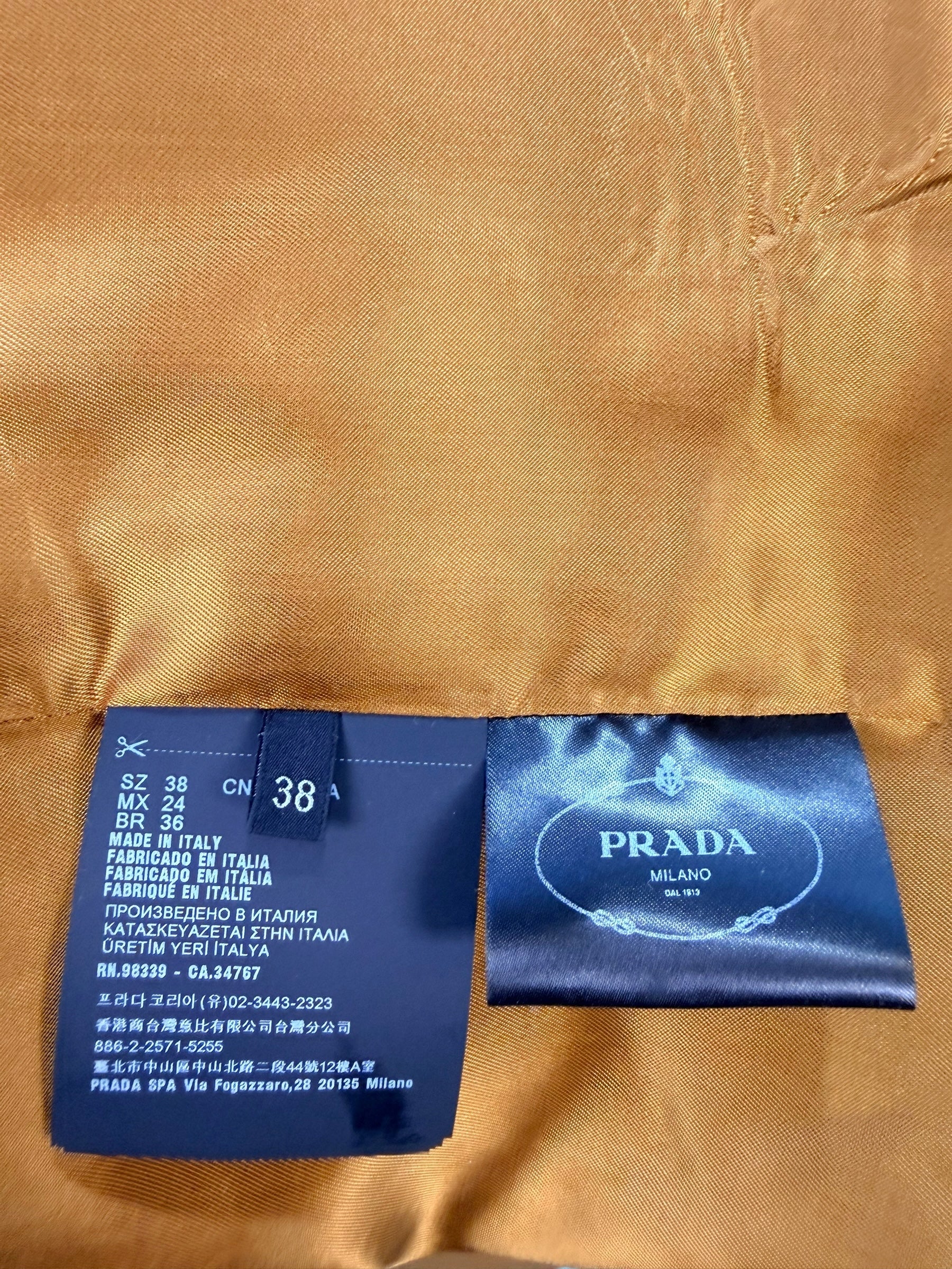 Prada SS2023 Camel Jacket & Pencil Skirt Set IT 38 | Sculpted Made in Italy