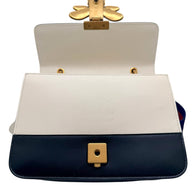 Gucci Queen Margaret Bee Tricolor Shoulder Bag White Red Navy Leather