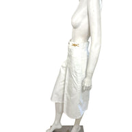 Celine White Cotton Denim Culotte Shorts Gold Hardware 28