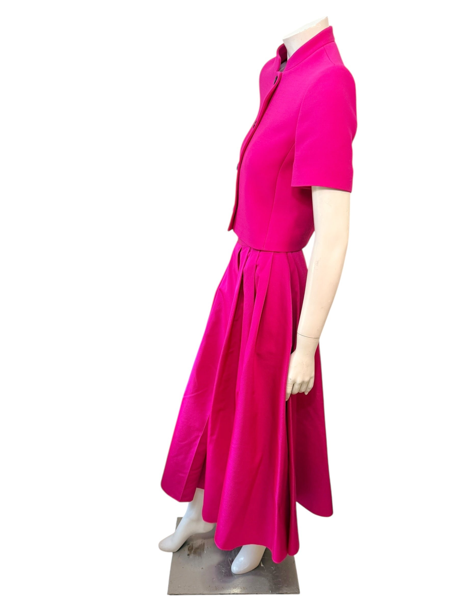 Christian Dior Fuchsia Wool Silk Skirt Suit Set 2023 Size FR36 US4