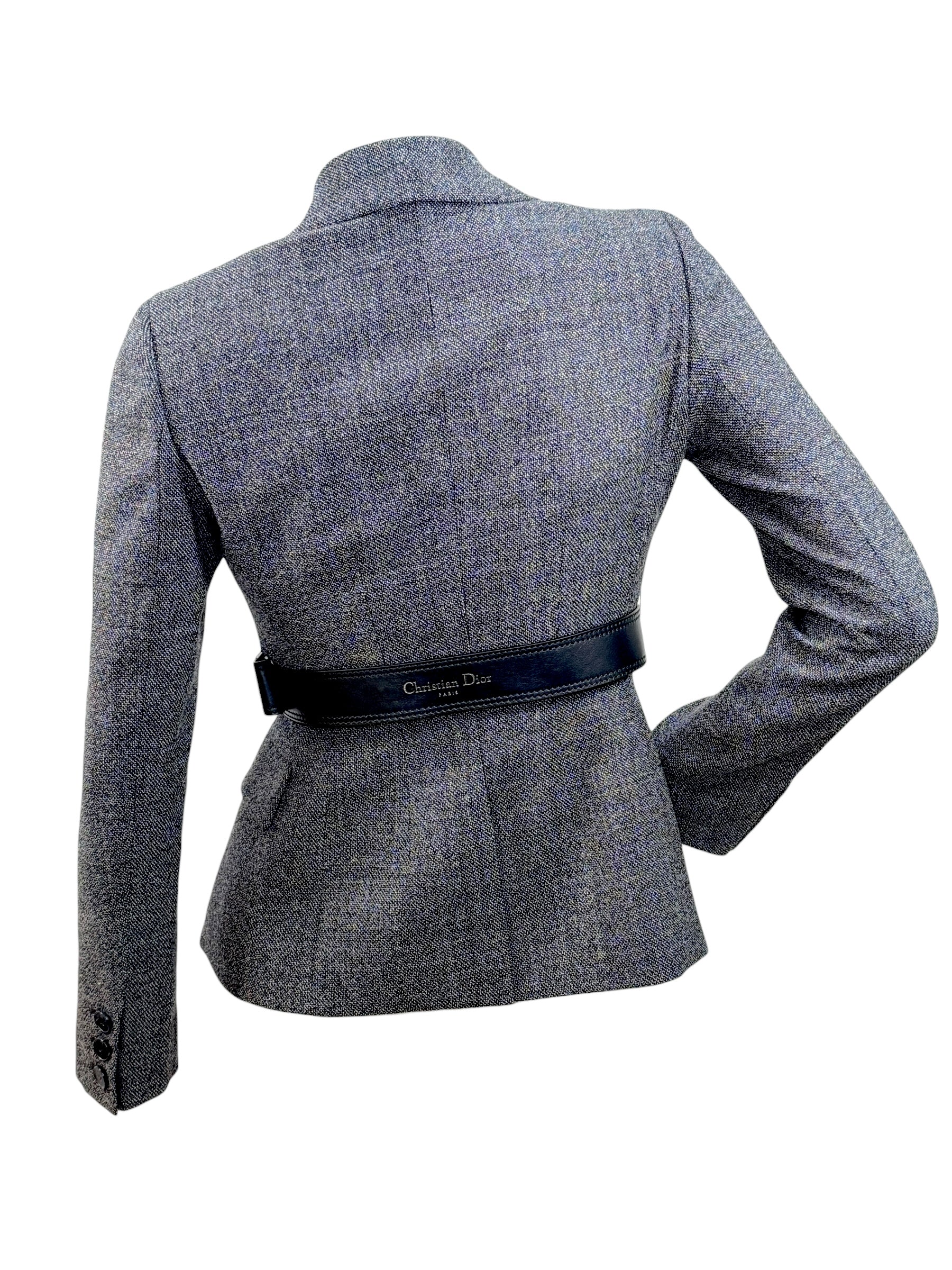 Christian Dior SS2011 3-Piece Wool Blazer, Removable Cape & Logo Belt Set FR36 | Galliano Era