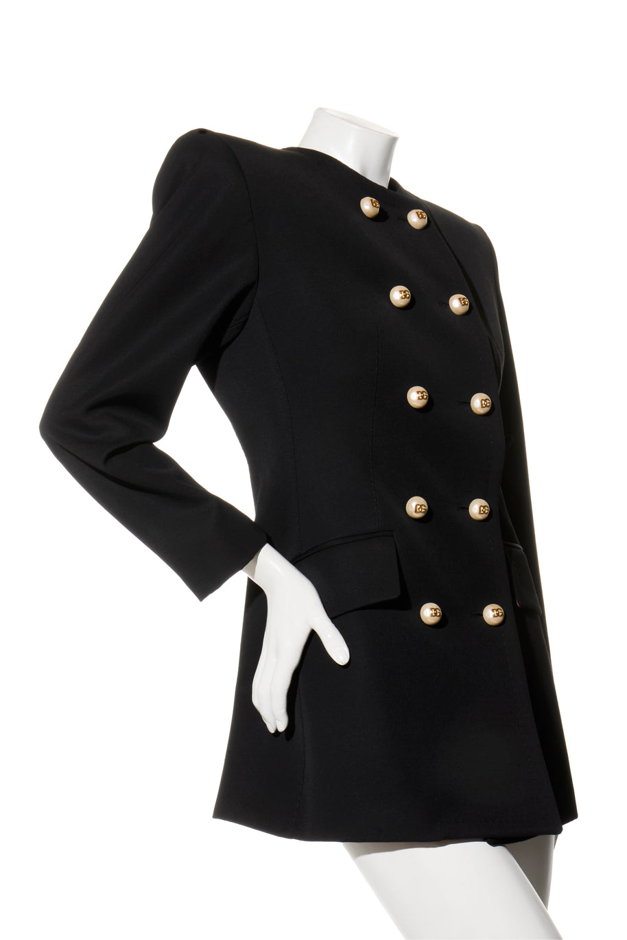 Dolce & Gabbana FW2020 Black Double-Breasted Blazer Dress IT 40