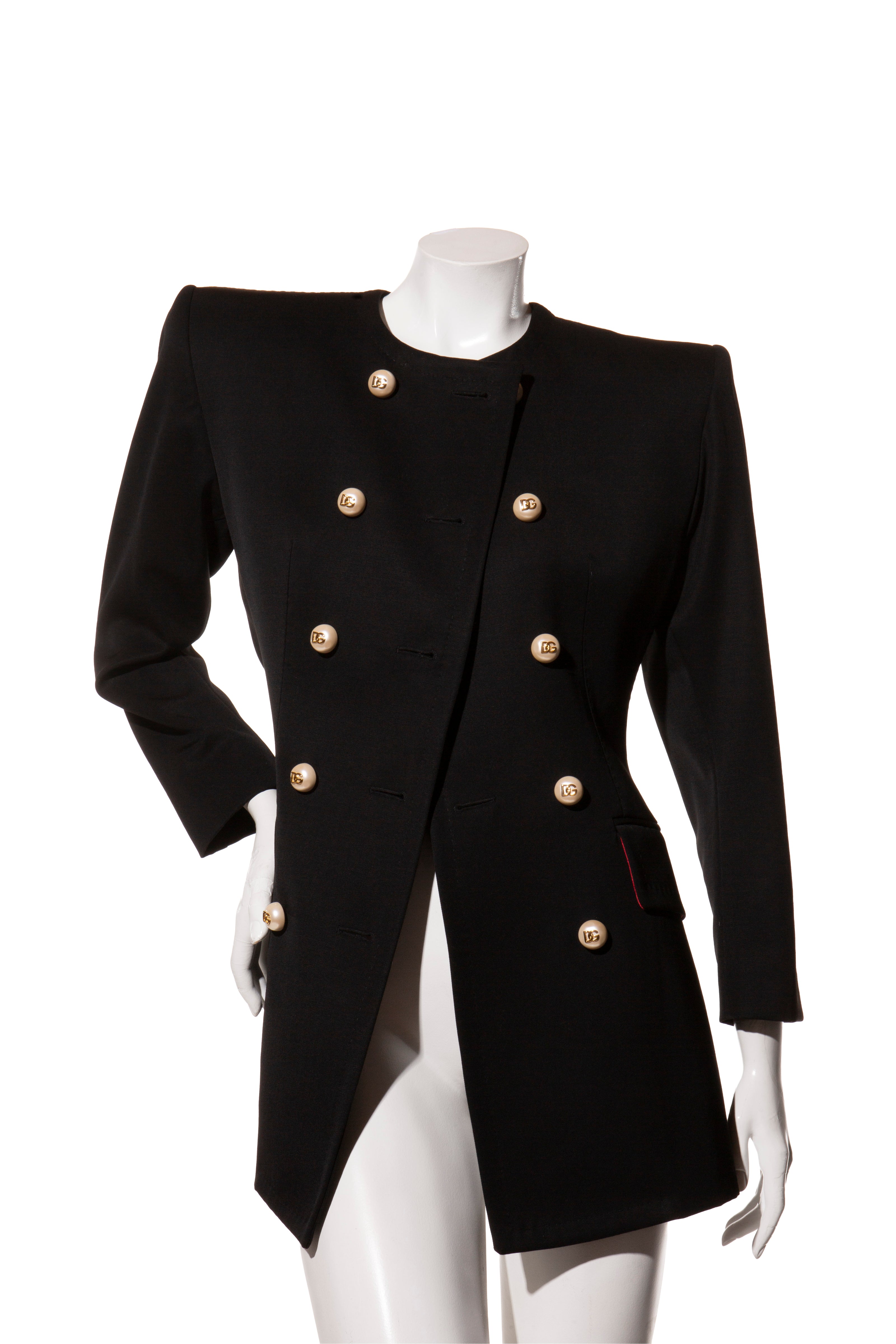 Dolce & Gabbana FW2020 Black Double-Breasted Blazer Dress IT 40