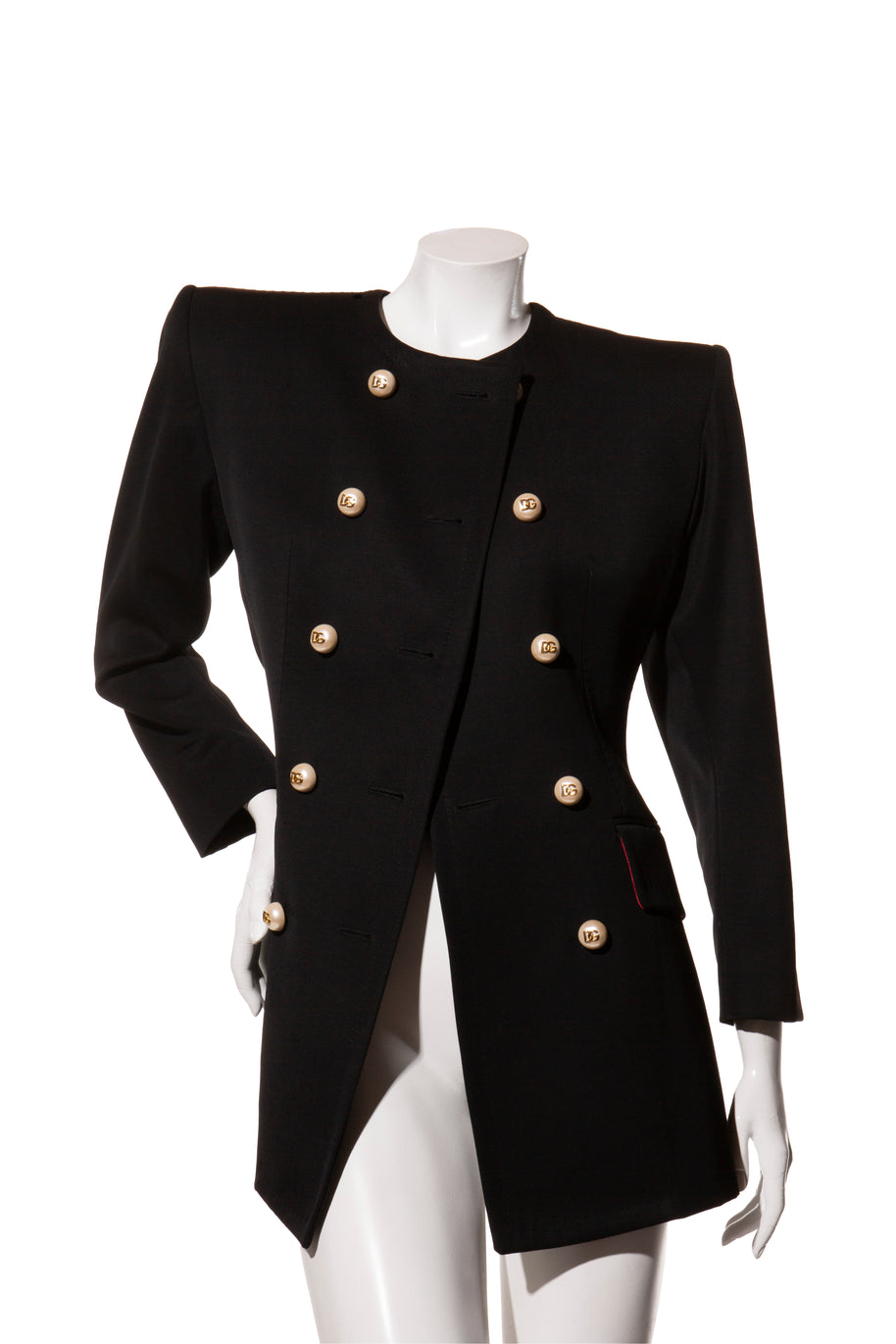 Dolce & Gabbana FW2020 Black Double-Breasted Blazer Dress IT 40