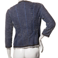 Fendi FW15 Tweed Fur Lined Jacket IT 40 US 4 Blue Rabbit Fur Made in Italy