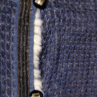 Fendi FW15 Tweed Fur Lined Jacket IT 40 US 4 Blue Rabbit Fur Made in Italy
