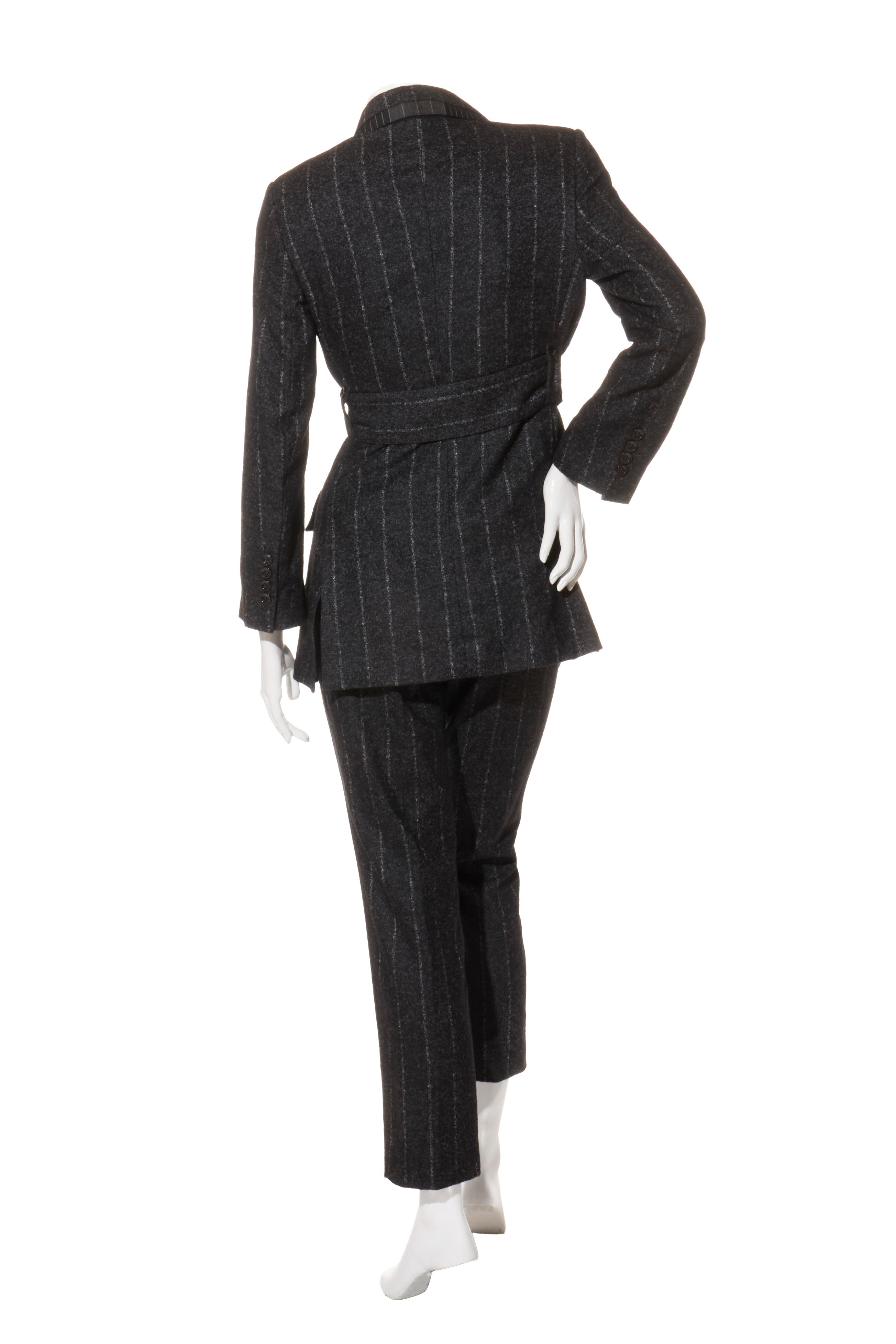 Dolce & Gabbana Alpaca-Blend Pinstripe Belted Pantsuit Fall/Winter 2016 Collection IT 40