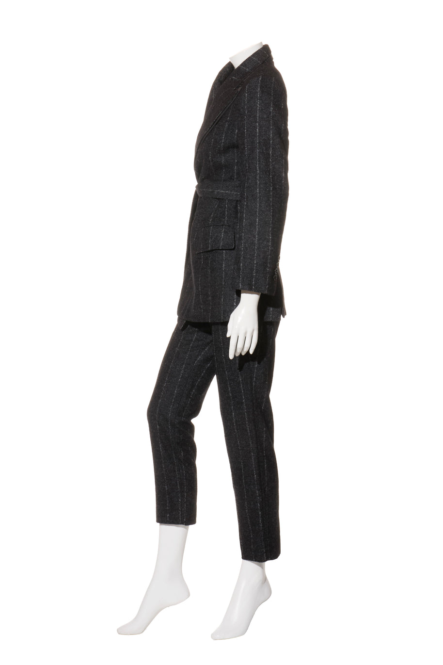 Dolce & Gabbana Alpaca-Blend Pinstripe Belted Pantsuit Fall/Winter 2016 Collection IT 40
