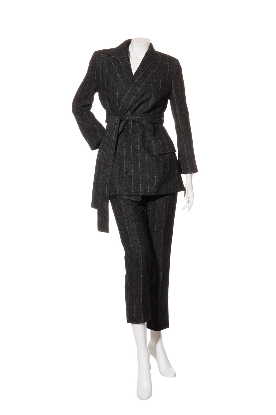 Dolce & Gabbana Alpaca-Blend Pinstripe Belted Pantsuit Fall/Winter 2016 Collection IT 40