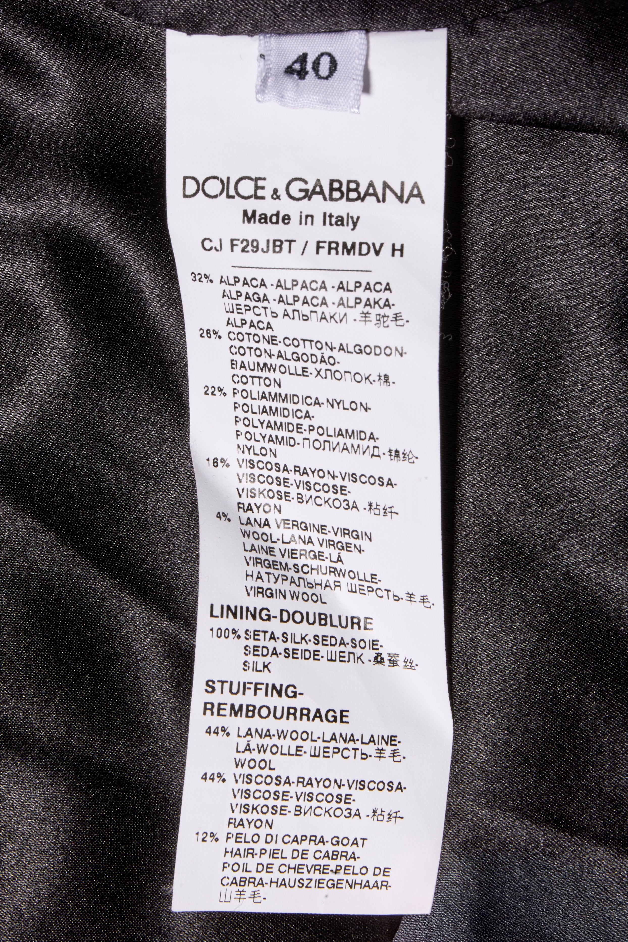 Dolce & Gabbana Alpaca-Blend Pinstripe Belted Pantsuit Fall/Winter 2016 Collection IT 40