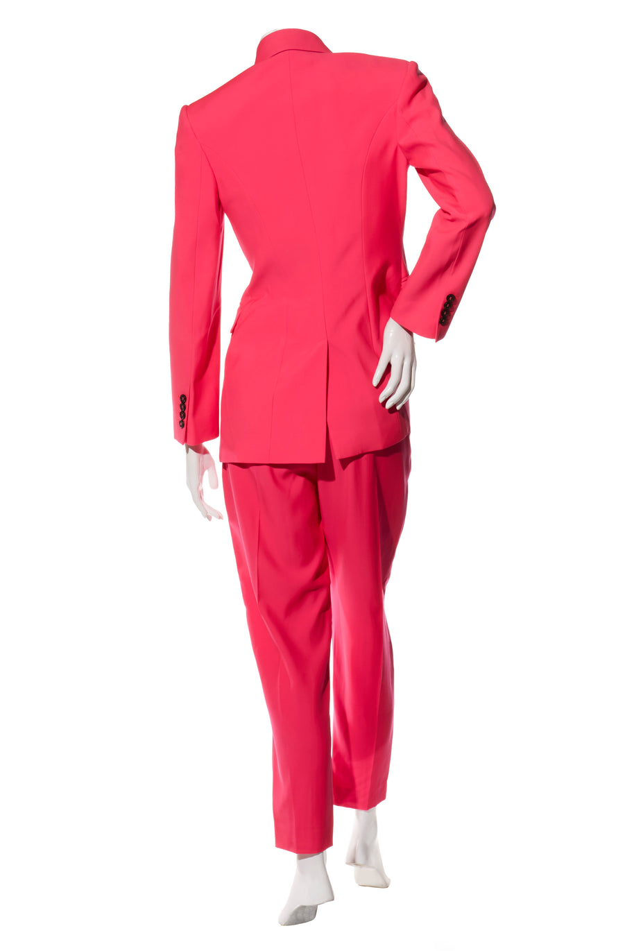 Alexander McQueen Spring/Summer 2022 Hot Pink Wool Double-Breasted Pantsuit IT 40