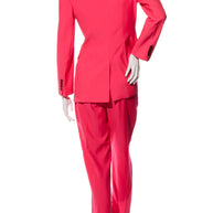 Alexander McQueen Spring/Summer 2022 Hot Pink Wool Double-Breasted Pantsuit IT 40