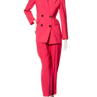 Alexander McQueen Spring/Summer 2022 Hot Pink Wool Double-Breasted Pantsuit IT 40