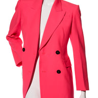 Alexander McQueen Spring/Summer 2022 Hot Pink Wool Double-Breasted Pantsuit IT 40