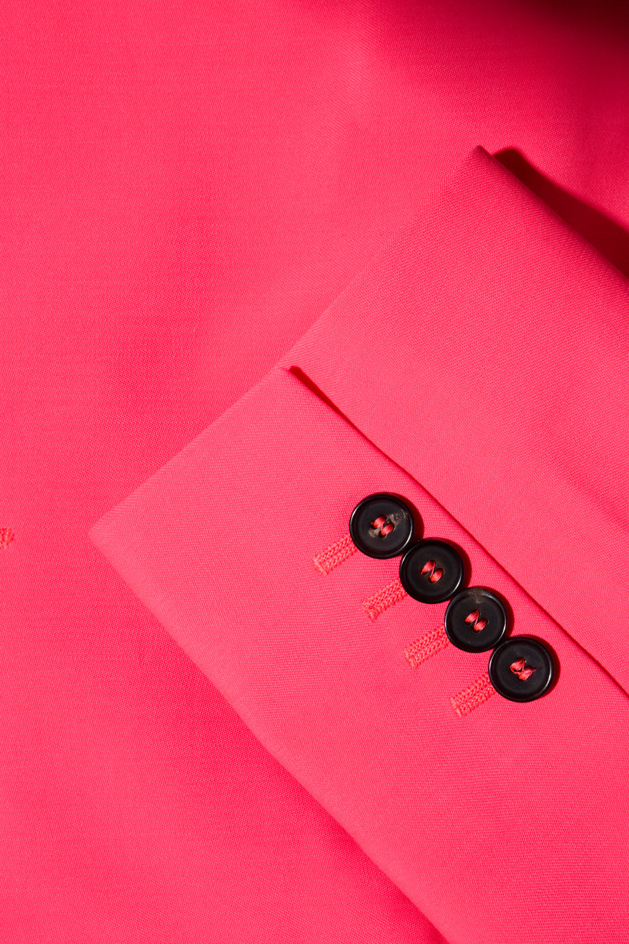 Alexander McQueen Spring/Summer 2022 Hot Pink Wool Double-Breasted Pantsuit IT 40