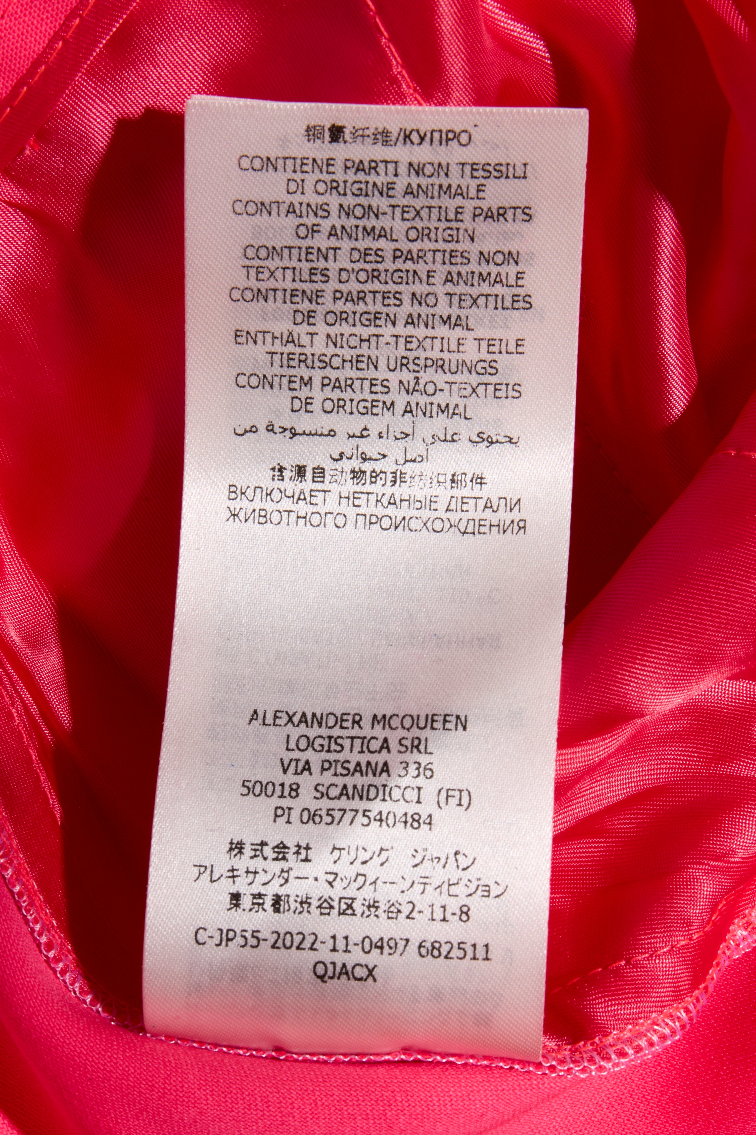 Alexander McQueen Spring/Summer 2022 Hot Pink Wool Double-Breasted Pantsuit IT 40