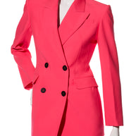 Alexander McQueen Spring/Summer 2022 Hot Pink Wool Double-Breasted Pantsuit IT 40