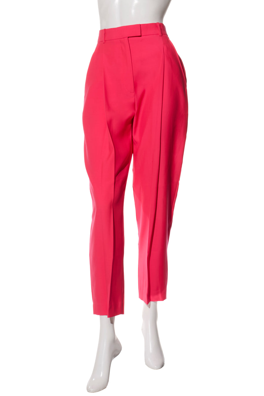 Alexander McQueen Spring/Summer 2022 Hot Pink Wool Double-Breasted Pantsuit IT 40