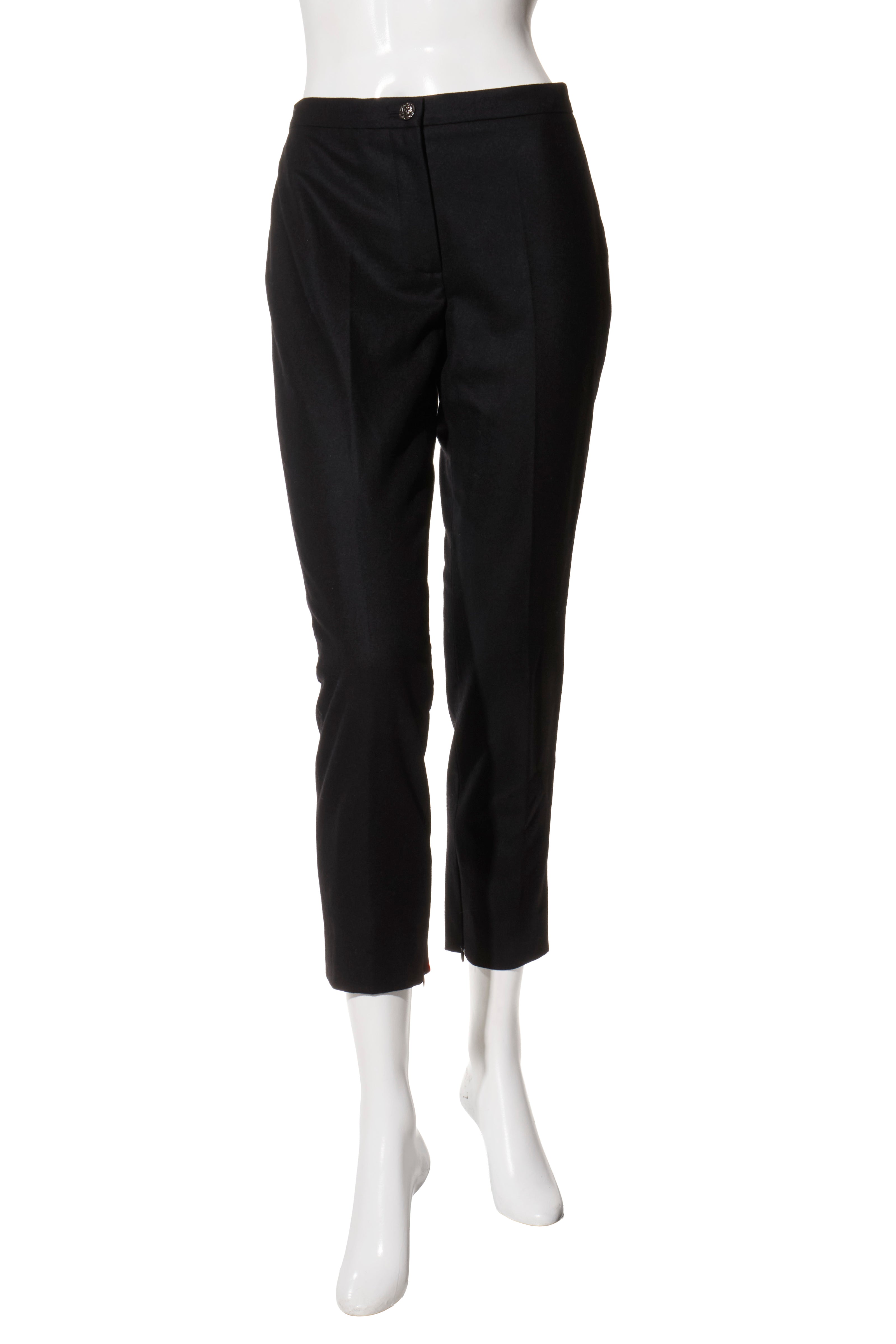 Chanel Black Wool Slim Cropped Pants Size 38 (US 6)