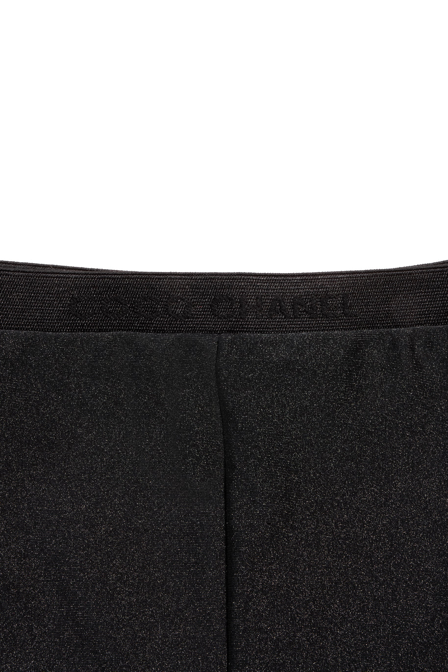 Chanel SS19 Black Satin Bow Camellia Leggings Runway FR 36 US 4