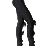 Chanel SS19 Black Satin Bow Camellia Leggings Runway FR 36 US 4