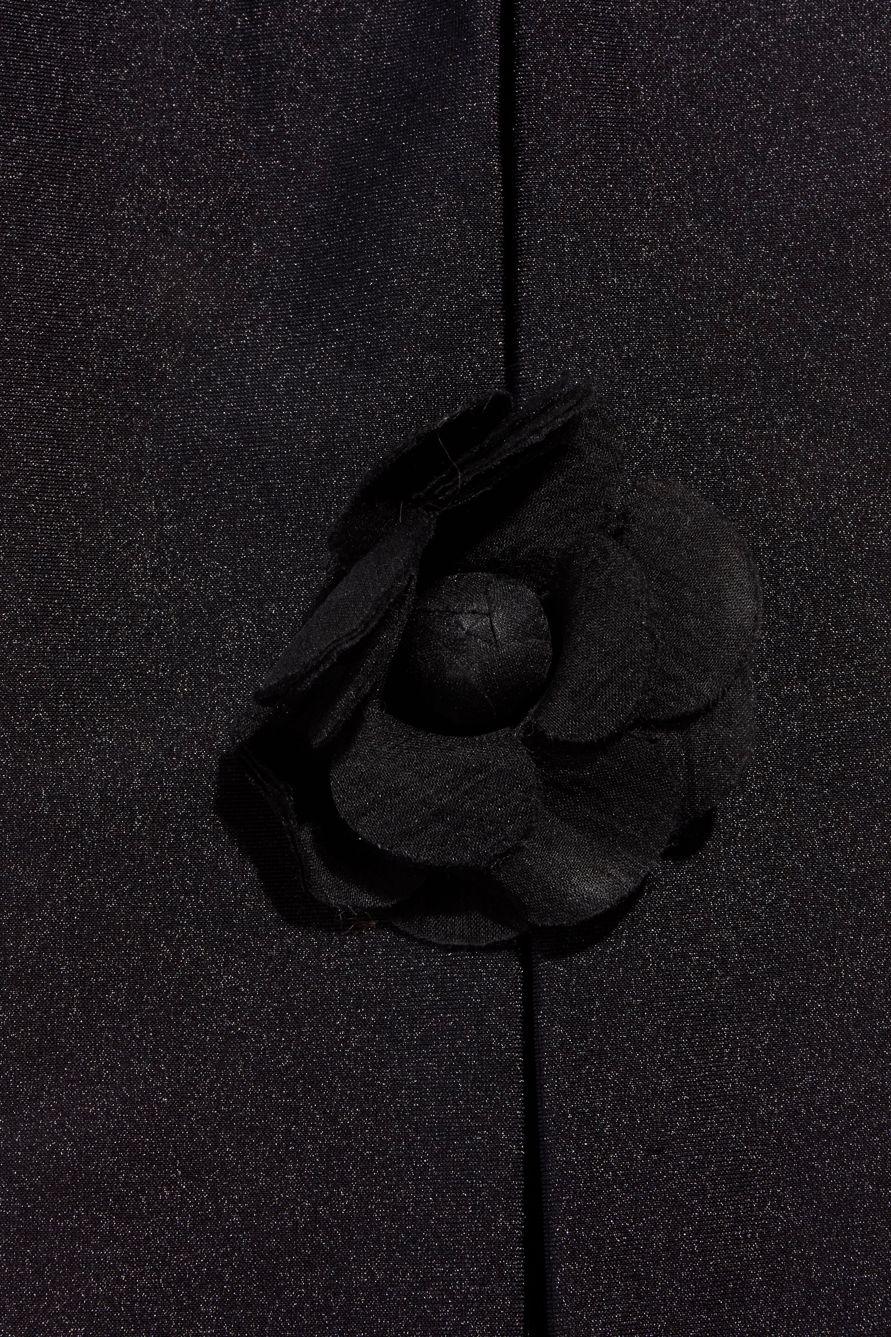 Chanel SS19 Black Satin Bow Camellia Leggings Runway FR 36 US 4