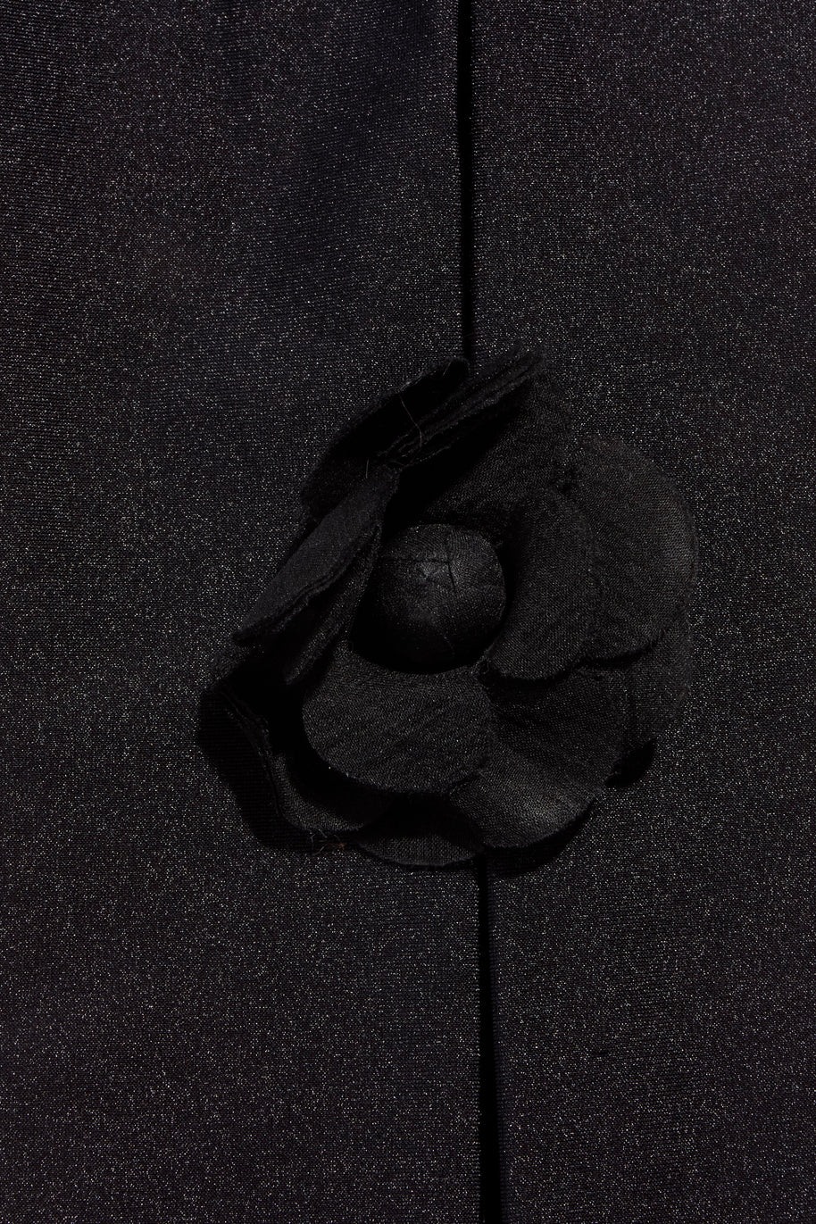 Chanel SS19 Black Satin Bow Camellia Leggings Runway FR 36 US 4