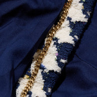 Chanel Navy & White Houndstooth Tweed Blazer Spring/Summer 2018 Size FR 34