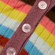 Gucci XS Multicolor Striped Cardigan Metallic Trim Cashmere Wool Italy 2017