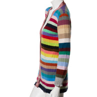 Gucci XS Multicolor Striped Cardigan Metallic Trim Cashmere Wool Italy 2017