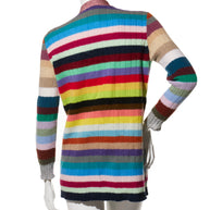 Gucci XS Multicolor Striped Cardigan Metallic Trim Cashmere Wool Italy 2017