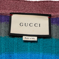 Gucci XS Multicolor Striped Cardigan Metallic Trim Cashmere Wool Italy 2017