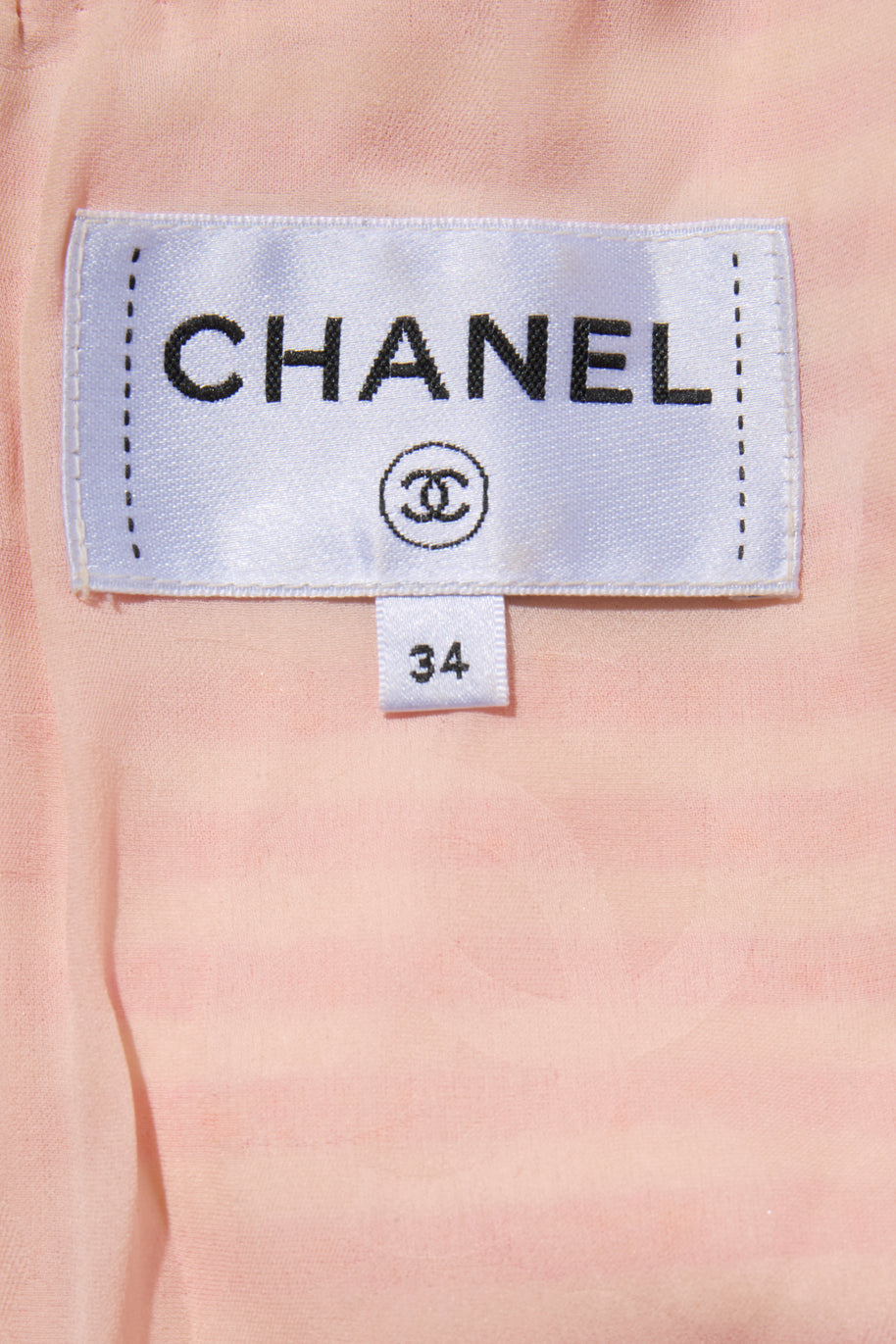 Chanel Spring/Summer 2015 Pink & White Striped Bouclé Dress FR 34
