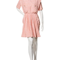 Chanel Spring/Summer 2015 Pink & White Striped Bouclé Dress FR 34