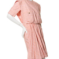 Chanel Spring/Summer 2015 Pink & White Striped Bouclé Dress FR 34