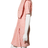 Chanel Spring/Summer 2015 Pink & White Striped Bouclé Dress FR 34