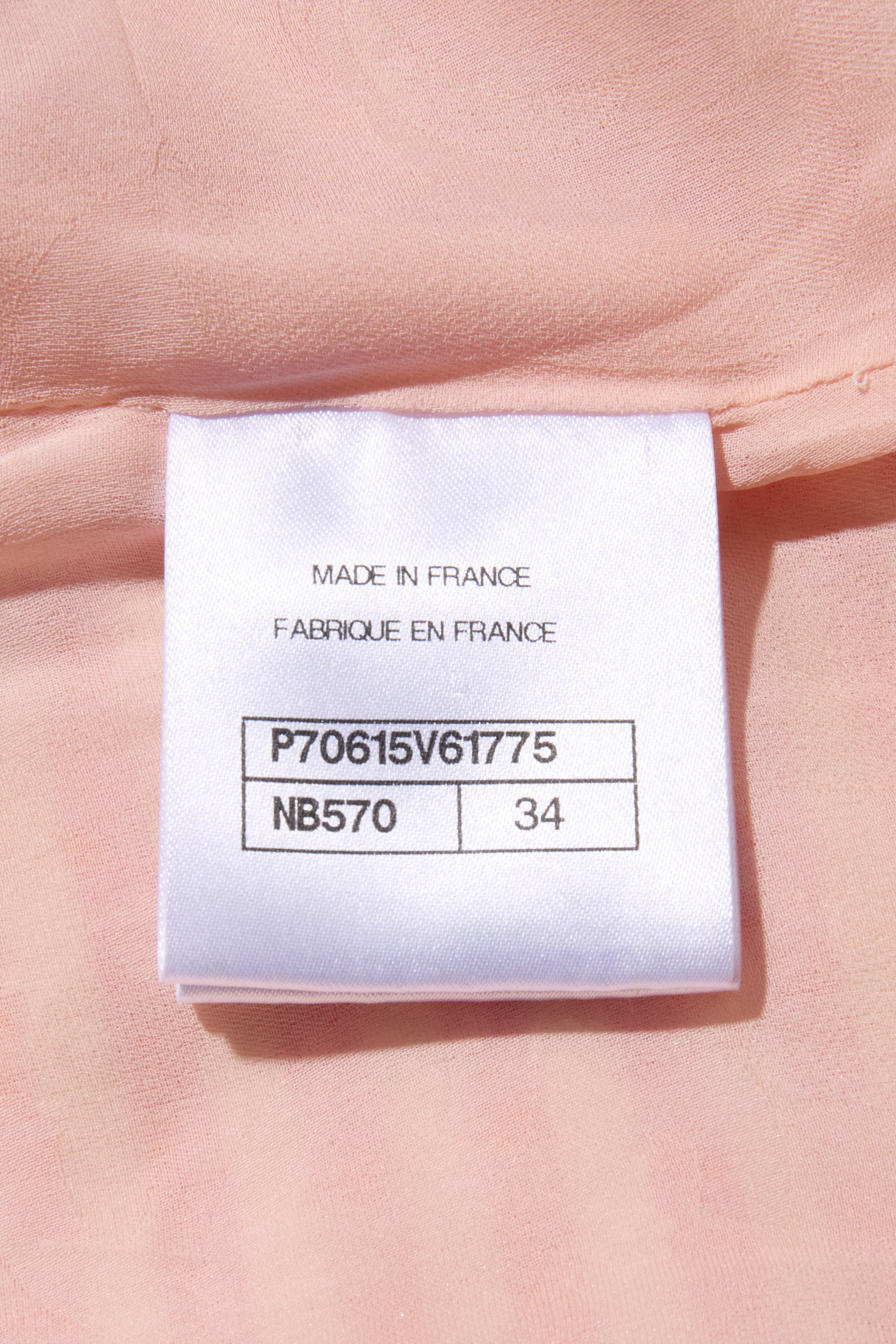 Chanel Spring/Summer 2015 Pink & White Striped Bouclé Dress FR 34