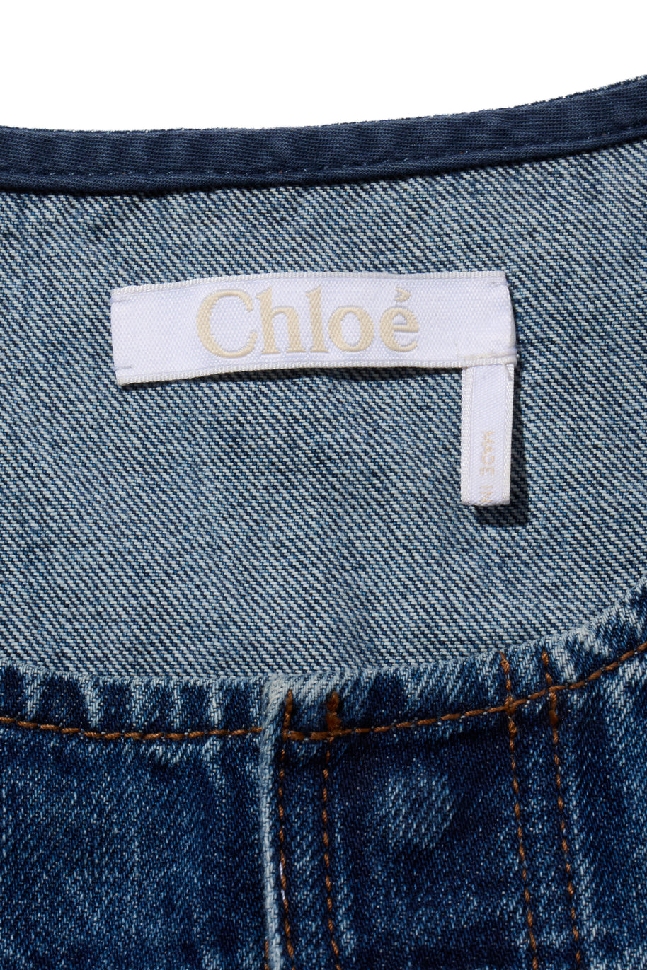 Chloé Dusky Blue Denim Maxi Dress Resort 2022 Collection Size 34