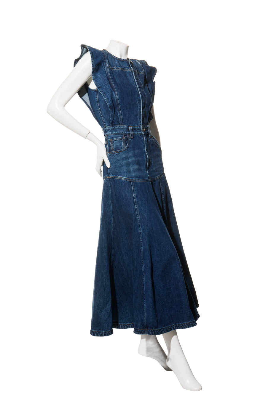 Chloé Dusky Blue Denim Maxi Dress Resort 2022 Collection Size 34