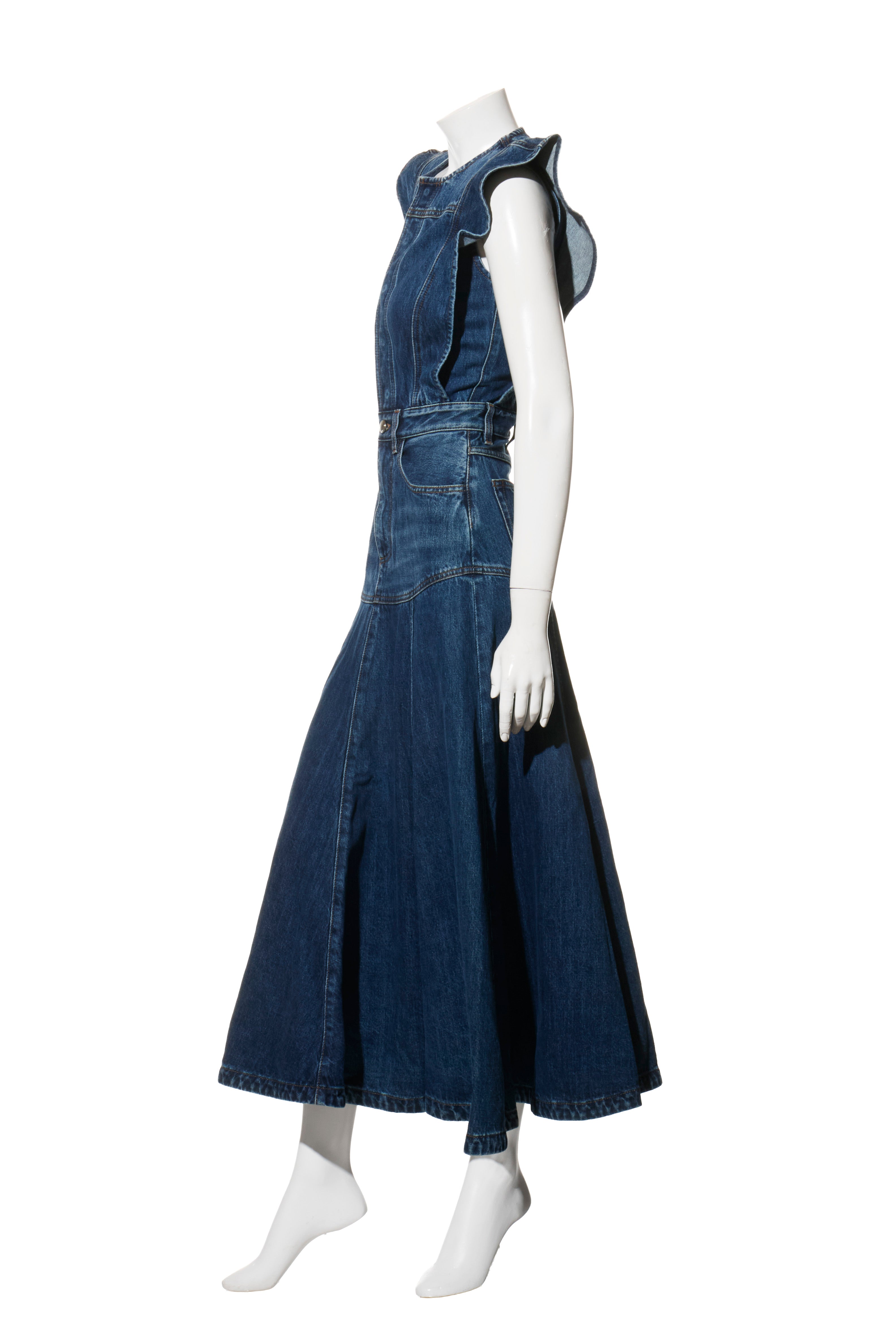 Chloé Dusky Blue Denim Maxi Dress Resort 2022 Collection Size 34