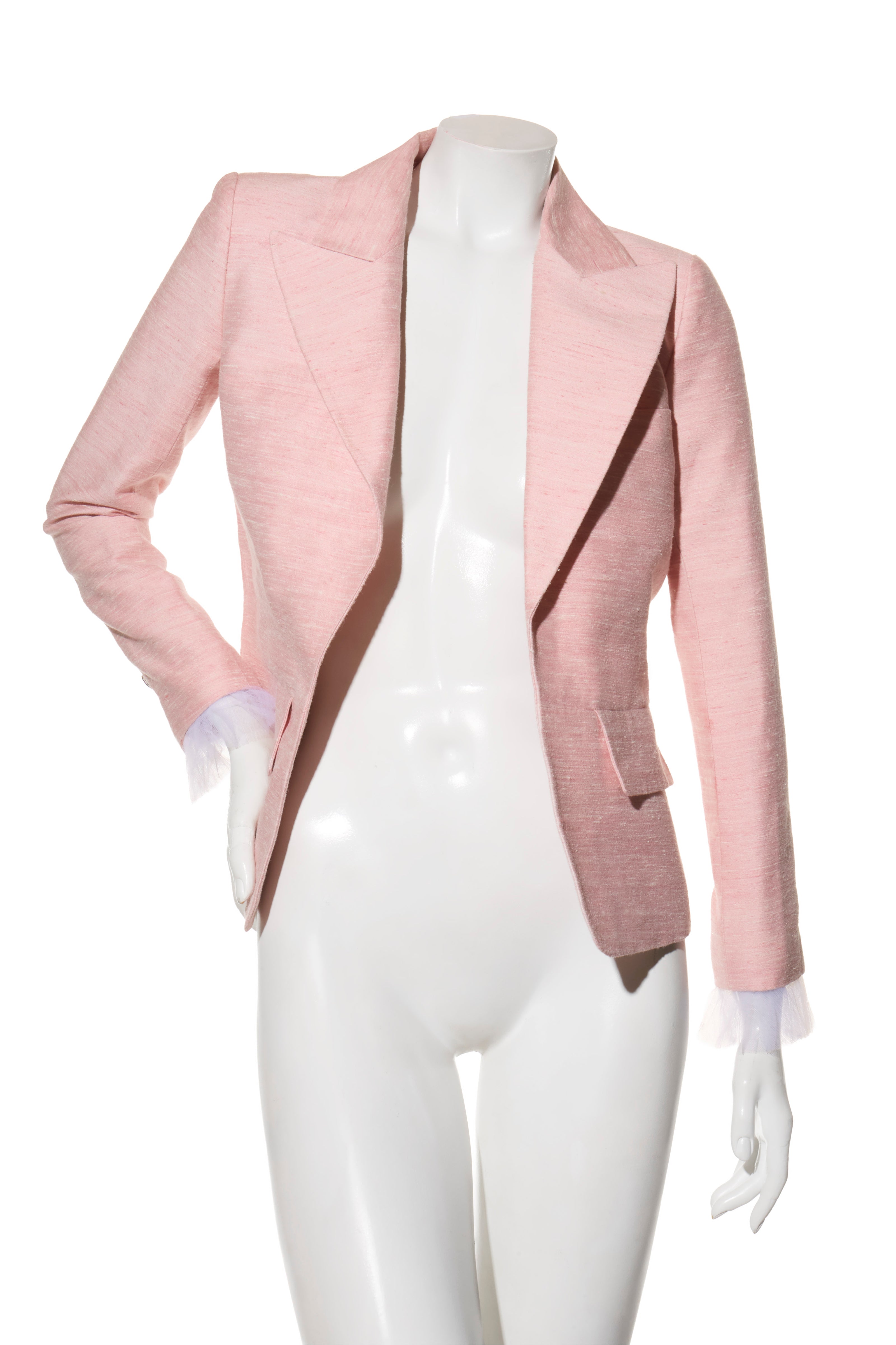 Chanel Pink Silk Blazer Jacket Spring/Summer 2017 Collection Size 36