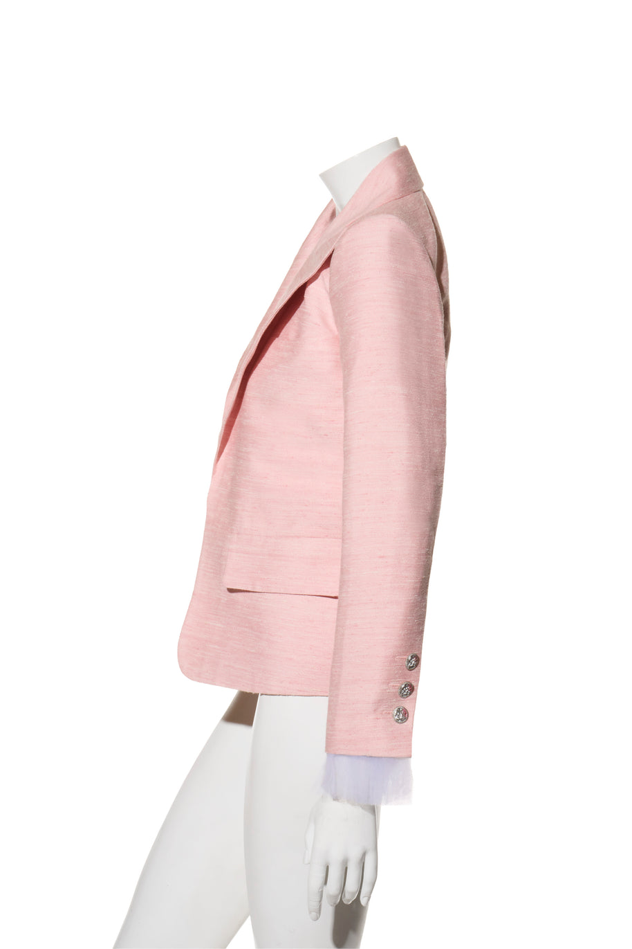 Chanel Pink Silk Blazer Jacket Spring/Summer 2017 Collection Size 36