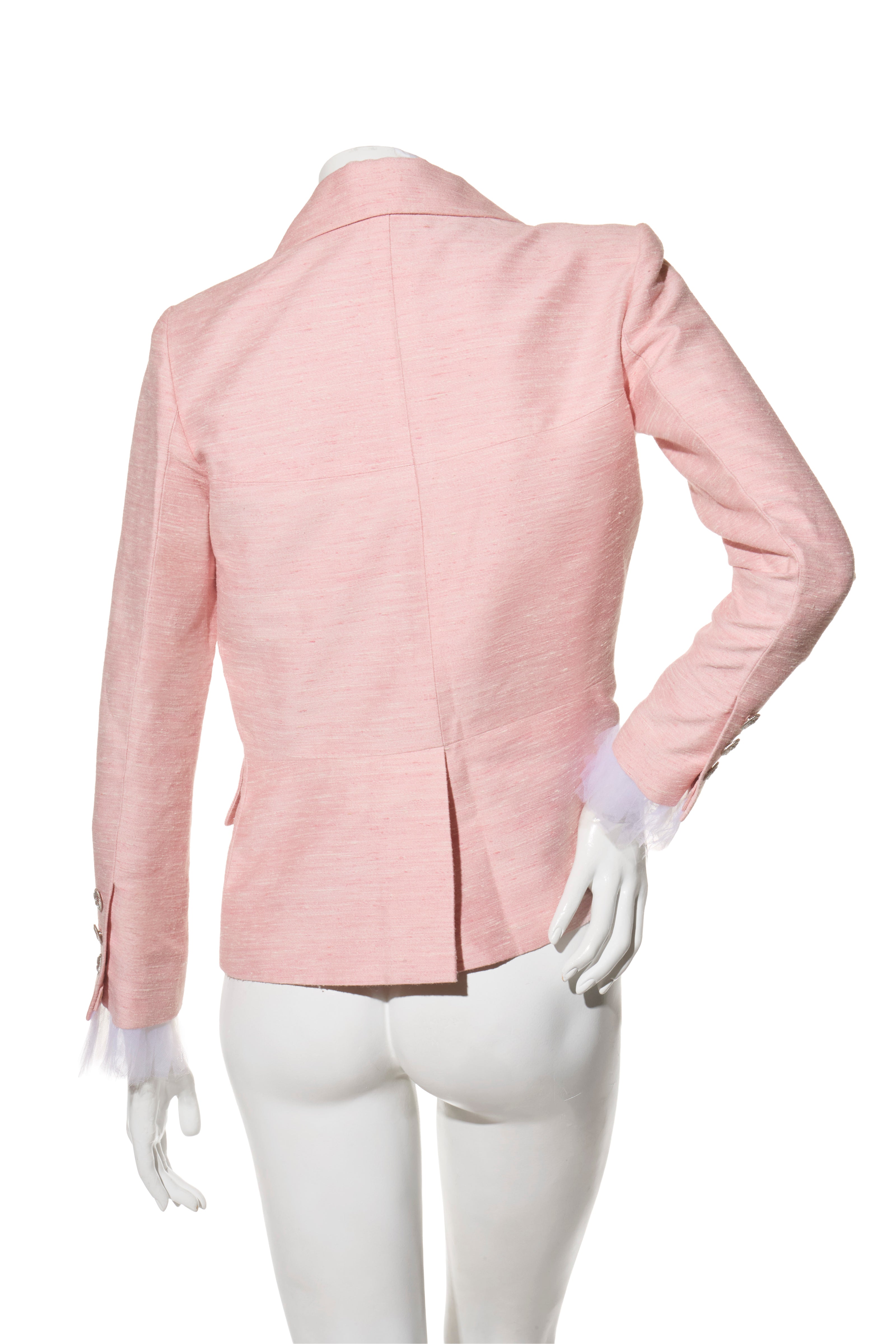 Chanel Pink Silk Blazer Jacket Spring/Summer 2017 Collection Size 36