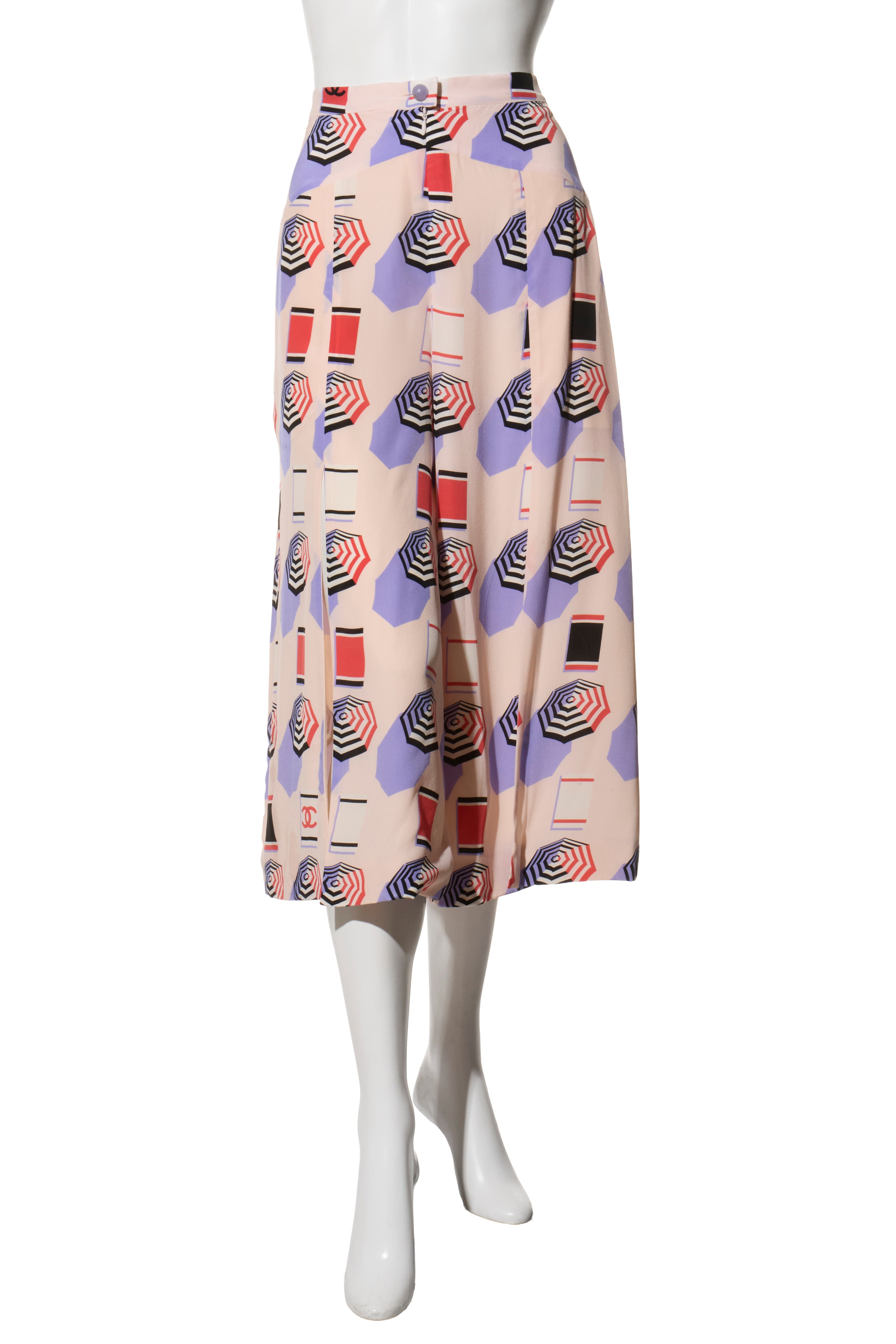 Chanel SS2019 Silk Lipstick Print Blouse & QPants Set FR 38 Runway Documented Collector’s Piece